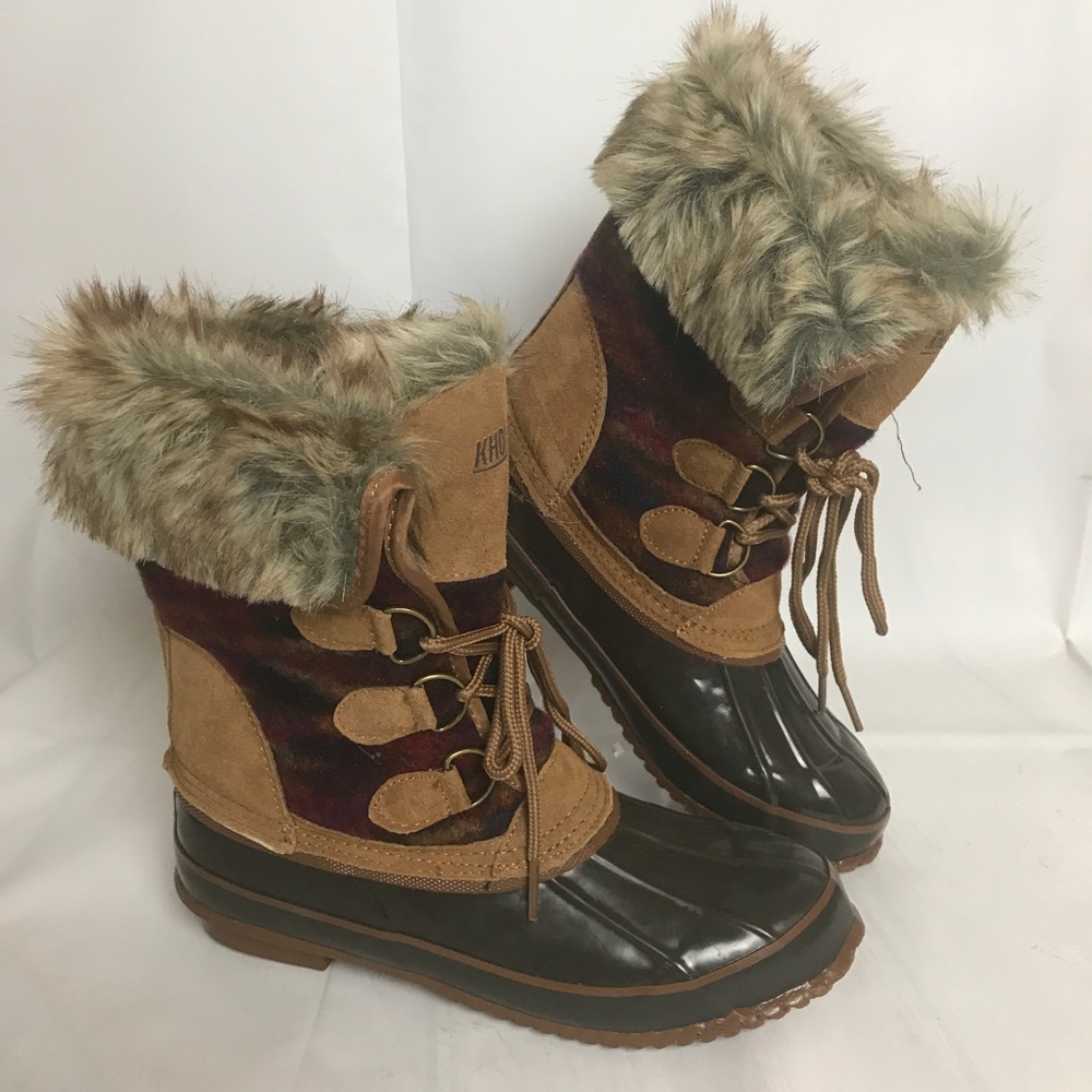 Khomeini Juilliard Duck Snow Boots Sz 7 Suede Wool